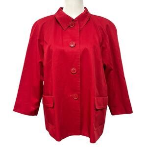 Talbots Vintage Jacket Red 100% Cotton Button Front Pockets Women’s 18 Lined